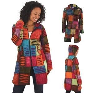 Greater Good Network Patchwork Hoodie Jacket Boho Hippie Handmade Nepal S/M